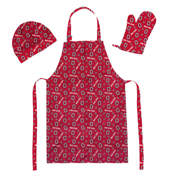 Northwest NCAA Ohio State Buckeyes Scatter Print 3 Piece Chef Set