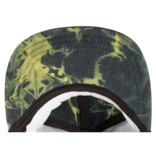 Flat Fitty Selvage Stitch Buckle Back Cap Hat, Denim Green Yellow, OS