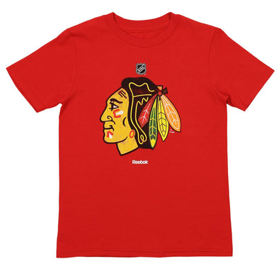 Reebok NHL Youth Chicago Blackhawks Distressed Logo Short Sleeve Tee, Red