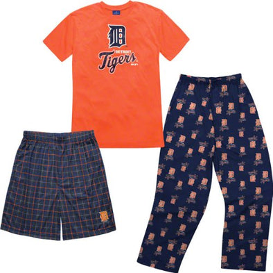 MLB Youth Detroit Tigers T-Shirt Boxer & Pant 3 Piece Sleep Set