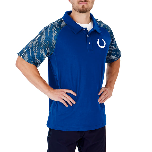 Zubaz NFL Men's Indianapolis Colts Elevated Field Polo W/ Viper Print Accent