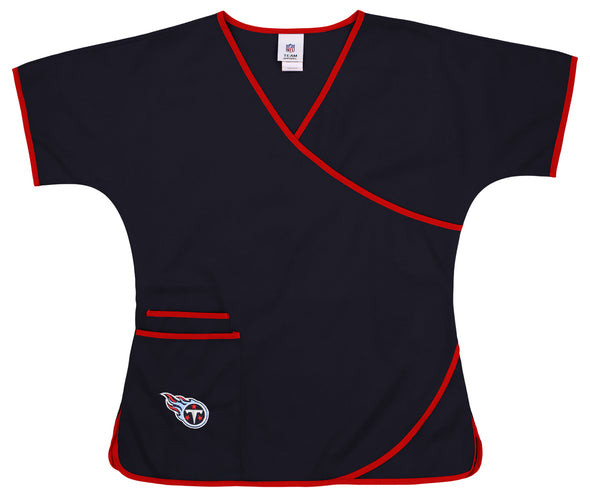 Fabrique Innovations NFL Women's Tennessee Titans Team Logo Wrap Scrub Top