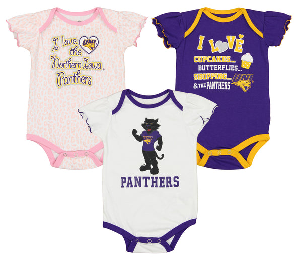 Outerstuff NCAA Infant Northern Iowa Panthers Girls Three Piece Creeper Set