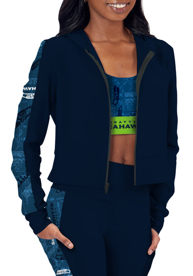 Certo By Northwest NFL Women's Seattle Seahawks All Day Cropped Hoodie, Navy