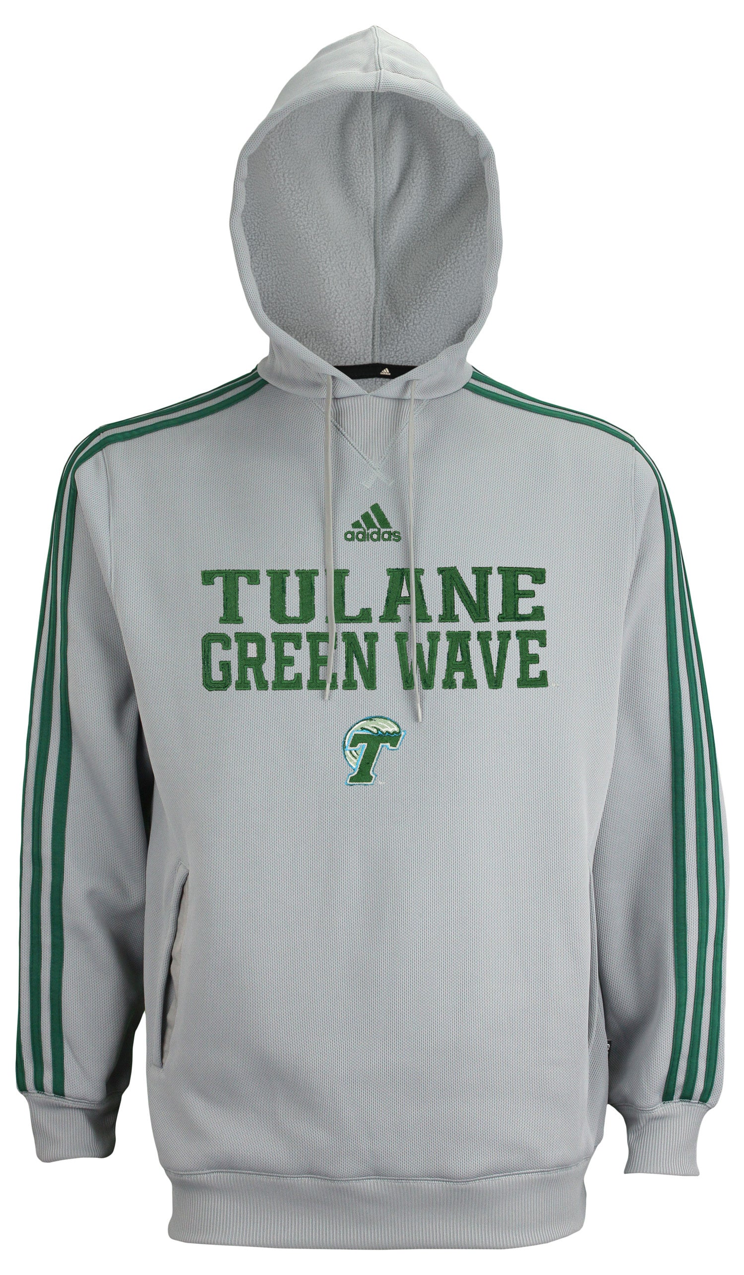 Adidas Tulane Green Wave NCAA Men's Pindot Hoodie Sweatshirt, Grey
