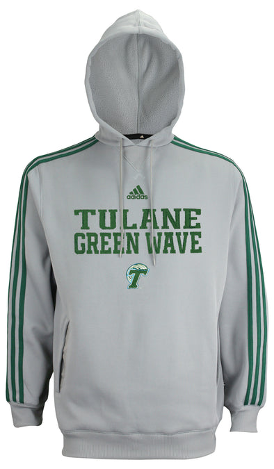 Adidas Tulane Green Wave NCAA Men's Pindot Hoodie Sweatshirt, Grey/Green