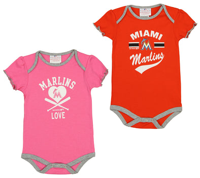Outerstuff MLB Infant Girls Miami Marlins Pitcher Creeper 2 Pack Set
