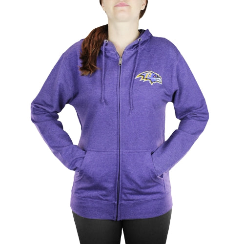 Baltimore Ravens NFL Womens Double Coverage Full Zip French Terry Hoodie