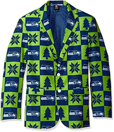 FOCO NFL Men's Seattle Seahawks Patches Ugly Business Jacket, Yellow