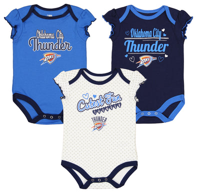Outerstuff Oklahoma City Thunder NBA Girls Infant (0M-9M) 3 Pack Bodysuit Set