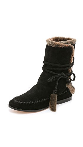 Cynthia Vincent Women's Hustle Shearling Fur Slip On Boots, Black