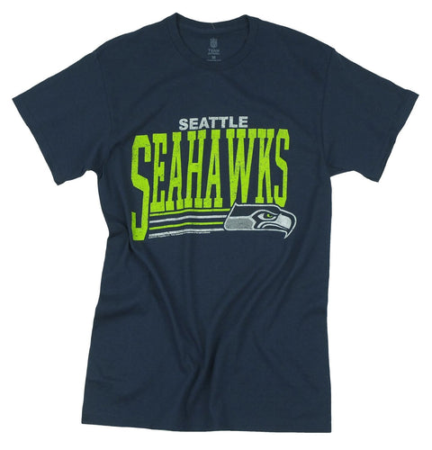 Seattle Seahawks NFL Football Men's Fundamentals Logo T-Shirt Top Tee, Navy