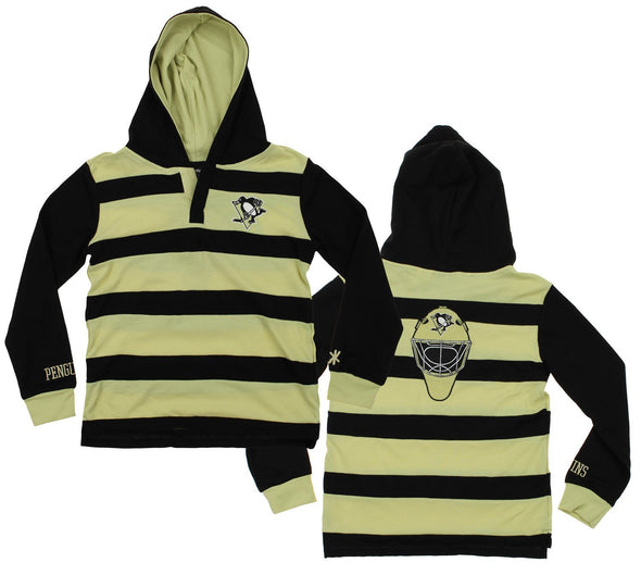 KLEW NHL Youth Pittsburgh Penguins Striped Rugby Pullover Shirt