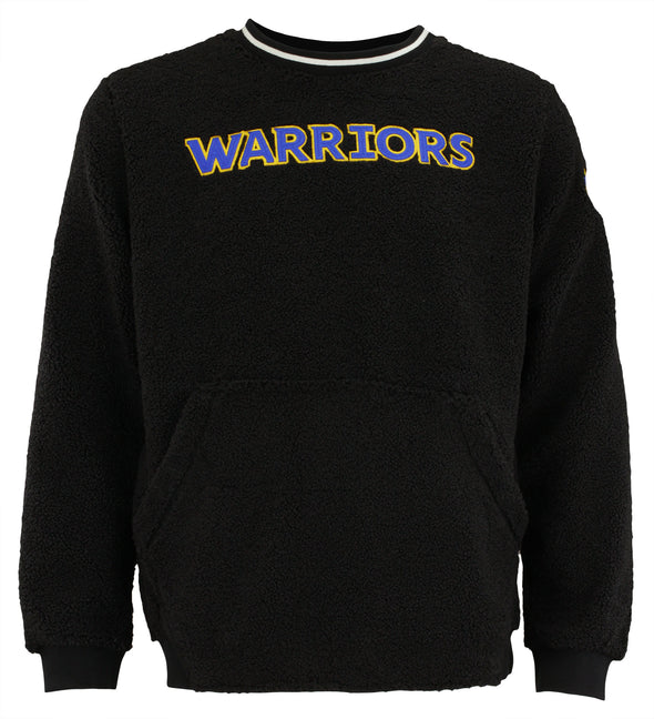 FISLL NBA Men's Golden State Warriors Moto Sherpa Crew Neck Sweatshirt