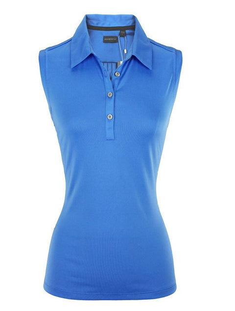 Ashworth Women's Performance EZ-SOF Solid Sleeveless Golf Polo, Palace Blue