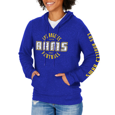 Zubaz NFL Women's Los Angeles Rams Marled Soft Pullover Hoodie