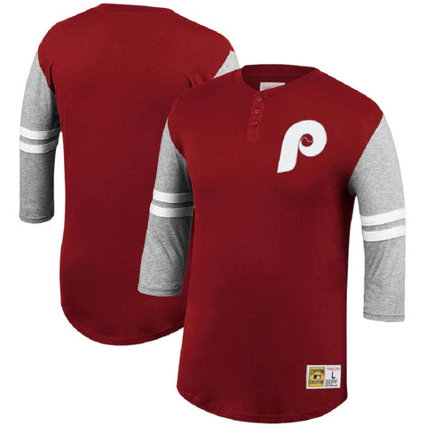 Mitchell & Ness MLB Youth Boys (8-20) Philadelphia Phillies 3/4 Sleeve Henley Tee