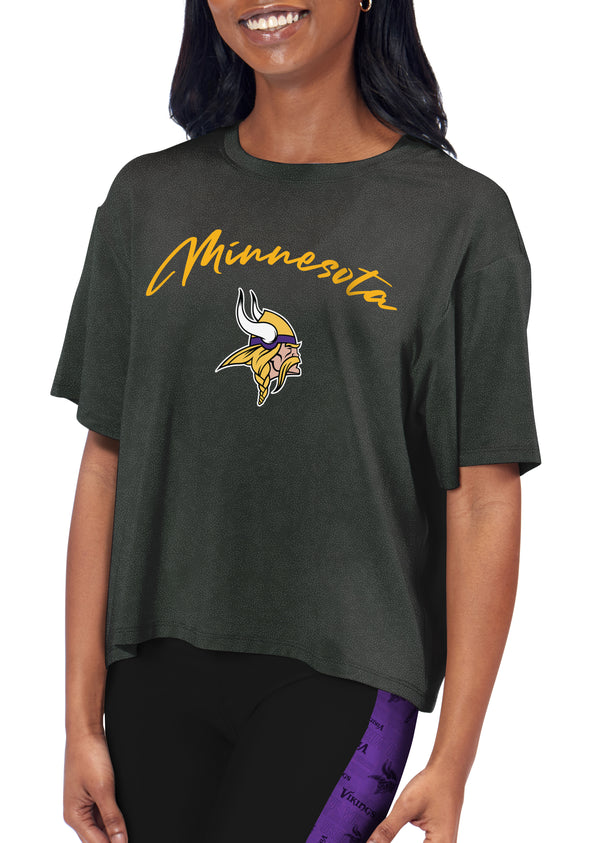 Certo By Northwest Women's NFL Minnesota Vikings Turnout Cropped T-Shirt