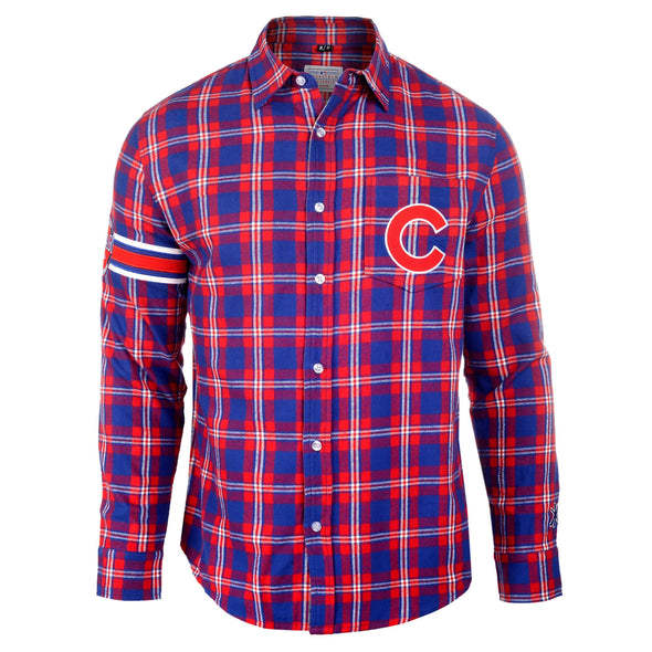 FOCO MLB Men's Chicago Cubs Wordmak Basic Flannel Shirt