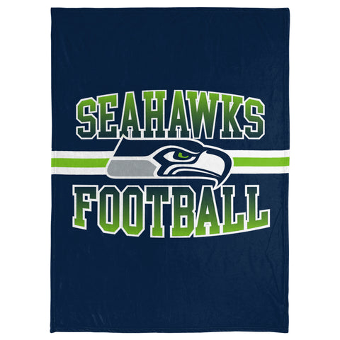 FOCO NFL Seattle Seahawks Stripe Micro Raschel Plush Throw Blanket, 45 x 60