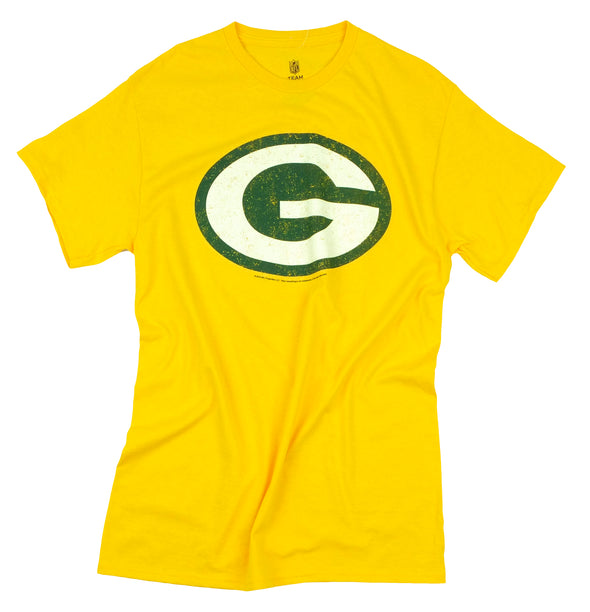 Green Bay Packers NFL Football Men's Primary Logo T-Shirt Top Tee, Gold