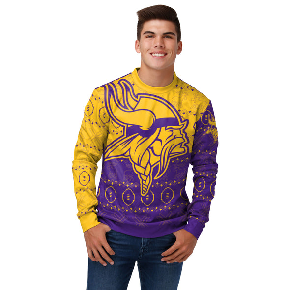 FOCO Men's NFL Minnesota Vikings Ugly Printed Sweater