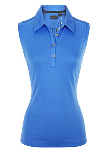 Ashworth Women's Performance EZ-SOF Solid Sleeveless Golf Polo, Palace Blue