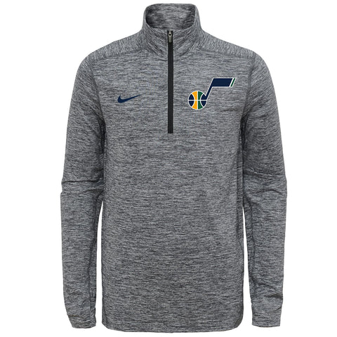 Nike NBA Youth (8-20) Utah Jazz Space Dye Heathered Grey 1/4 Zip Element Pullover