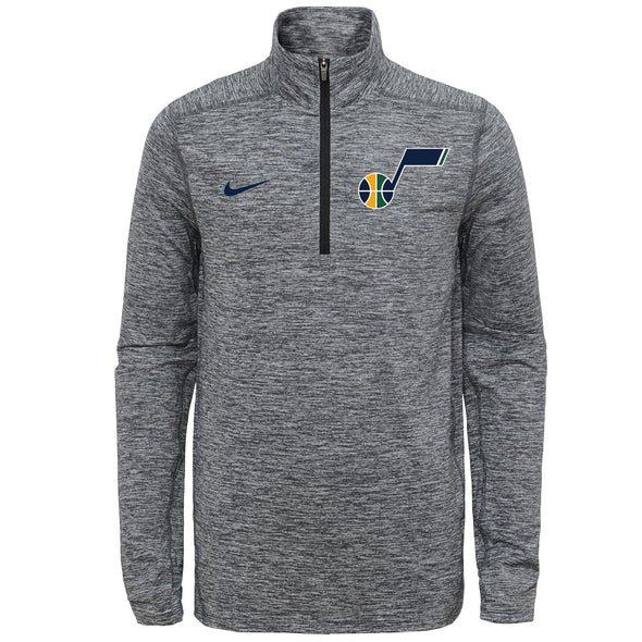 Nike NBA Youth (8-20) Utah Jazz Space Dye Heathered Grey 1/4 Zip Element Pullover