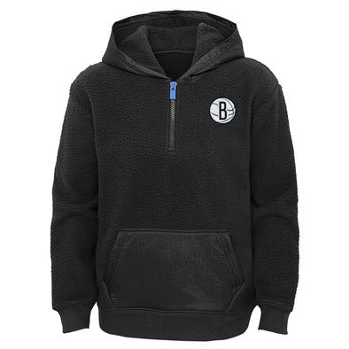 Outerstuff Youth NBA Brooklyn Nets On Fire Sherpa 1/4 Zip Pull Over Hoodie