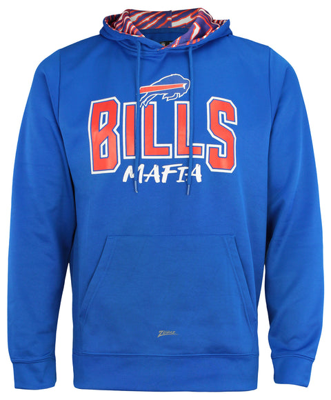 Zubaz NFL Men's Buffalo Bills Mafia Royal Fleece Hoodie With Zebra Print Accents