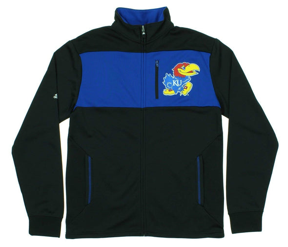 Adidas NCAA Men's Kansas Jayhawks Zip Up Tip-Off Campus Jacket, Black