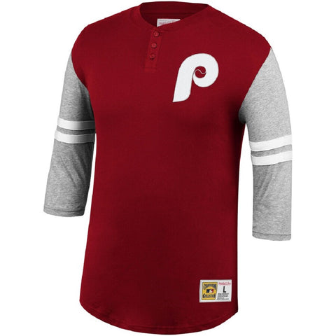 Mitchell & Ness MLB Youth Boys (8-20) Philadelphia Phillies 3/4 Sleeve Henley Tee