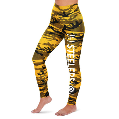 Zubaz NFL Women's Pittsburgh Steelers Marled Camo Lines Leggings