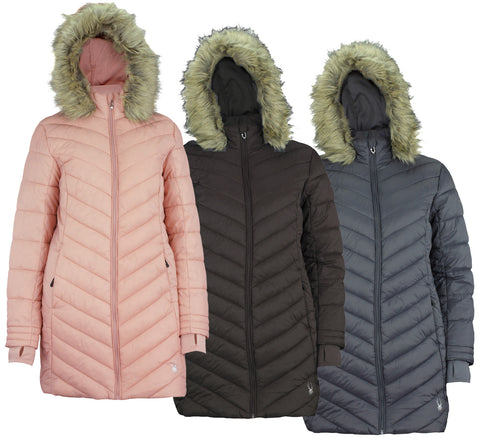 Spyder Women's Boundless Faux Fur Long Puffer Coat, Color Options