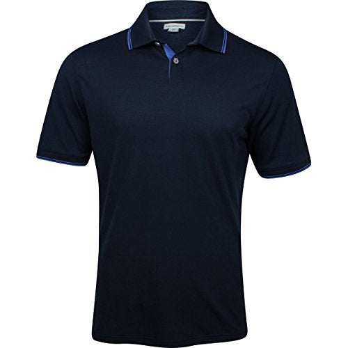 Ashworth Men's Classic Golf Short Sleeve Button Up Polo Shirt, Navy
