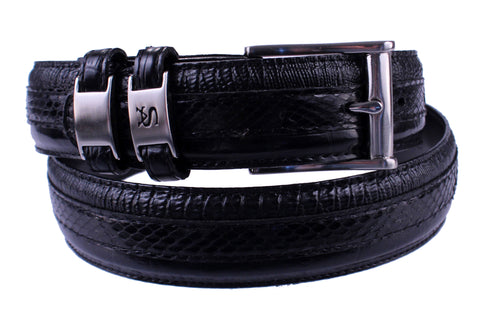 Stacy Adams 6-027 Snake Skin with Leather Embossed Croco and Lizard Mens Belt