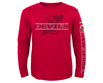 Reebok NHL Kids (4-7) New Jersey Devils Line Up Long Sleeve Tee Shirt