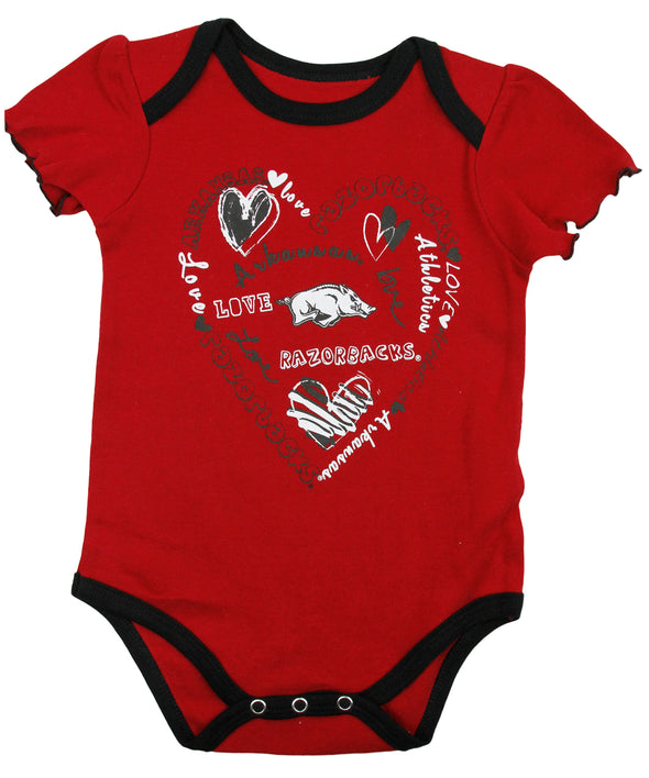 NCAA College Infant Girl's Arkansas Razorbacks 3 Pack Creeper Bodysuit Set