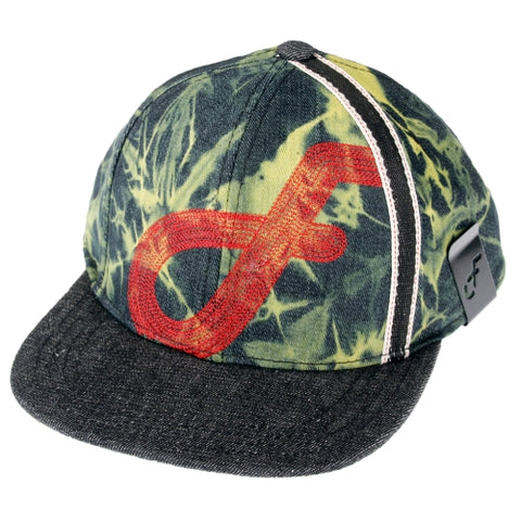 Flat Fitty Selvage Stitch Buckle Back Cap Hat, Denim Green Yellow, OS