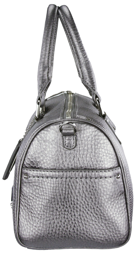 Cole Haan Leather Bag Classic Purse Small Shoulder Bag - Silver Gray Pewter