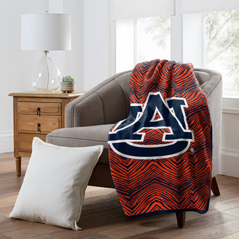 Zubaz by Northwest NCAA Zubified Raschel Throw Blanket, Auburn Tigers