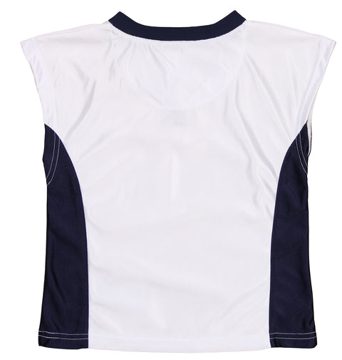 Reebok Youth Girls (7-16) Fitted Sleeveless Basketball Dazzle Jersey Top, White/Navy