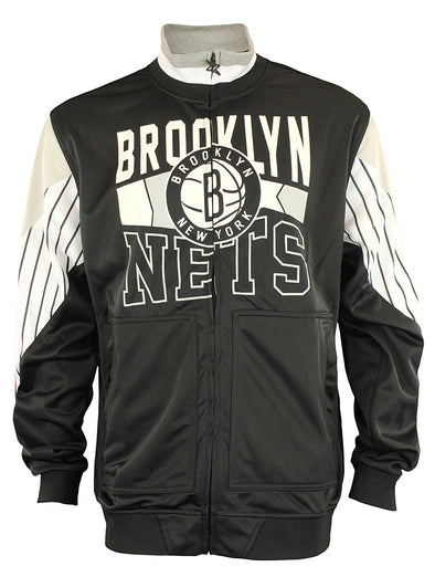 Zipway NBA Men's Brooklyn Nets Step Up Full Zip Athletic Jacket, Black