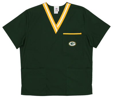 Fabrique Innovations NFL Unisex Green Bay Packers Logo Scrub Top