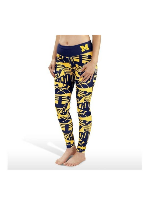 NCAA Women's Michigan Wolverines Geometric Print Leggings, Navy