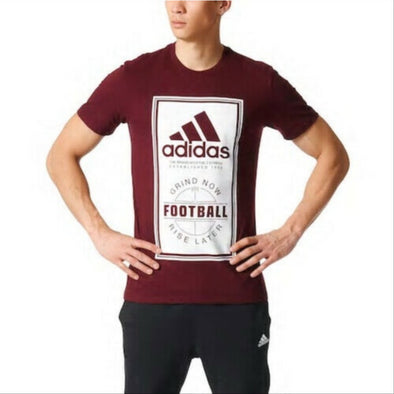 Adidas Men's Big & Tall Football Label Short Sleeve Graphic Tee, Maroon/White