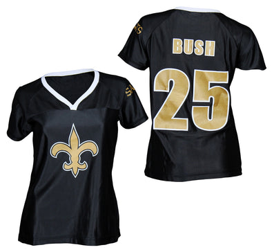 Reebok New Orleans Saints NFL Football Womens REGGIE BUSH # 25 Dazzle Fashion Jersey, Black