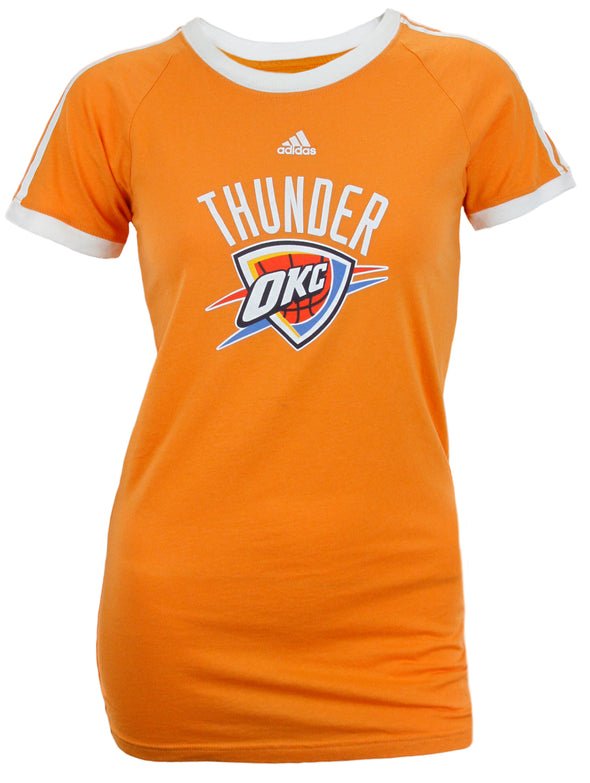 Adidas NBA Women's Oklahoma City Thunder Short Sleeve Raglan Tee Shirt - Orange