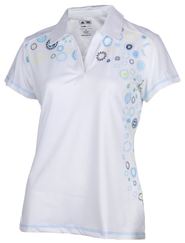 Adidas Women's Climalite Starburst Print Athletic Polo Shirt, White